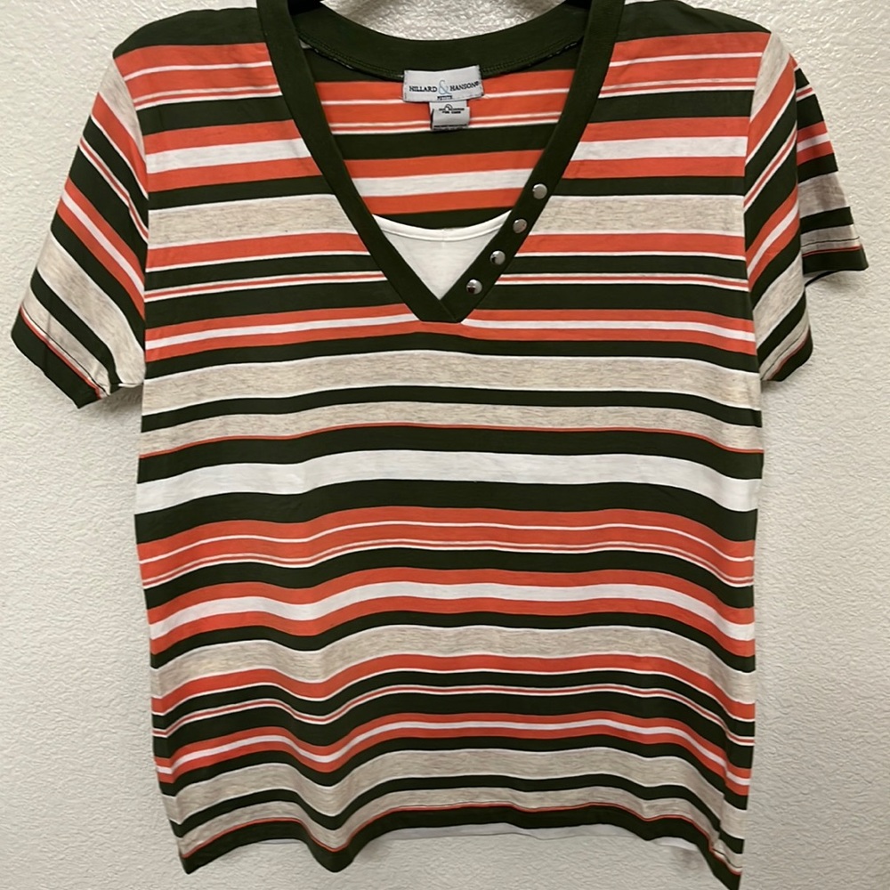 Striped V neck